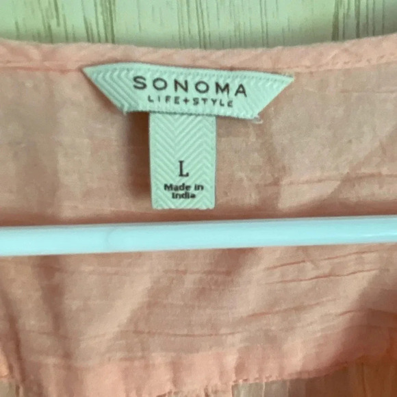 Sonoma Peach Embroidered Gauze Shirt XL - Picture 3 of 8
